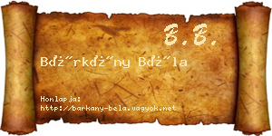 Bárkány Béla névjegykártya
